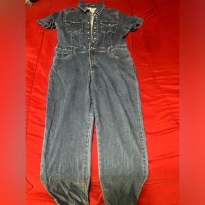 Blue Jean Fashion Nova Jumpsuit. Size: L Condition Like New !